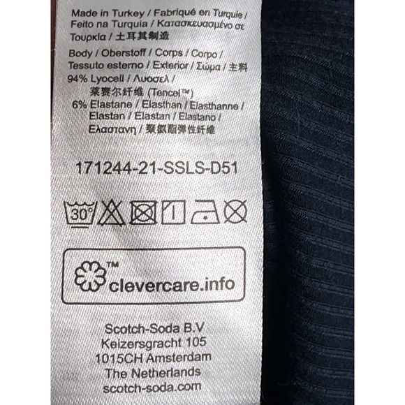 Scotch & Soda Maison Square Neck Ribbed Knit Top Navy Blue Sz L Basic Layer - Picture 6 of 8